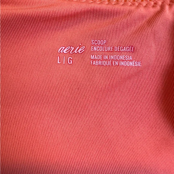 NWT Aerie Coral Ribbed Scoop Swim Top Size Large - Picture 3 of 7
